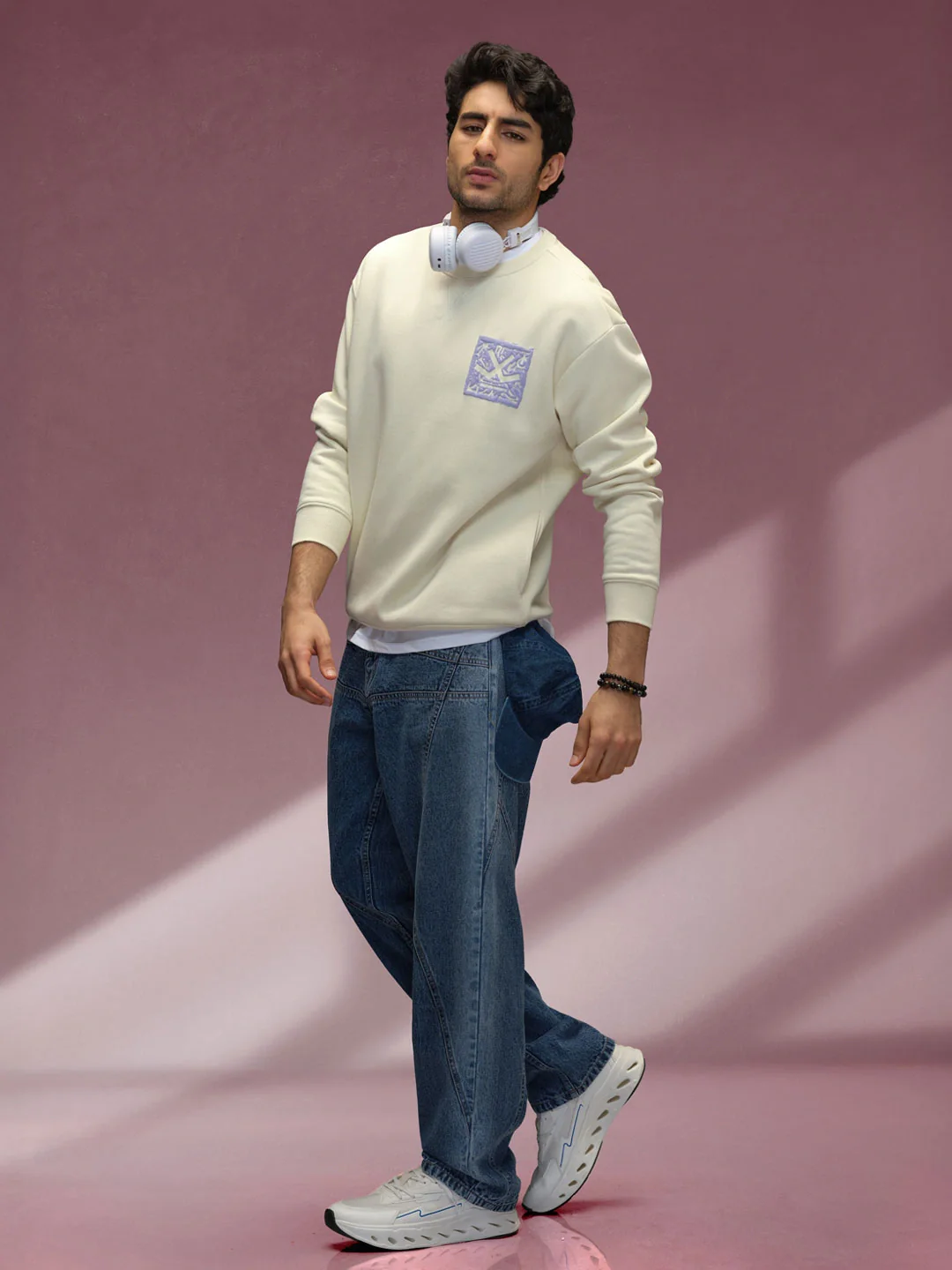 Looper Terry Comfort Fit T-Shirt With V-Insert Neck & Logo Branding | Yellow - Image 2