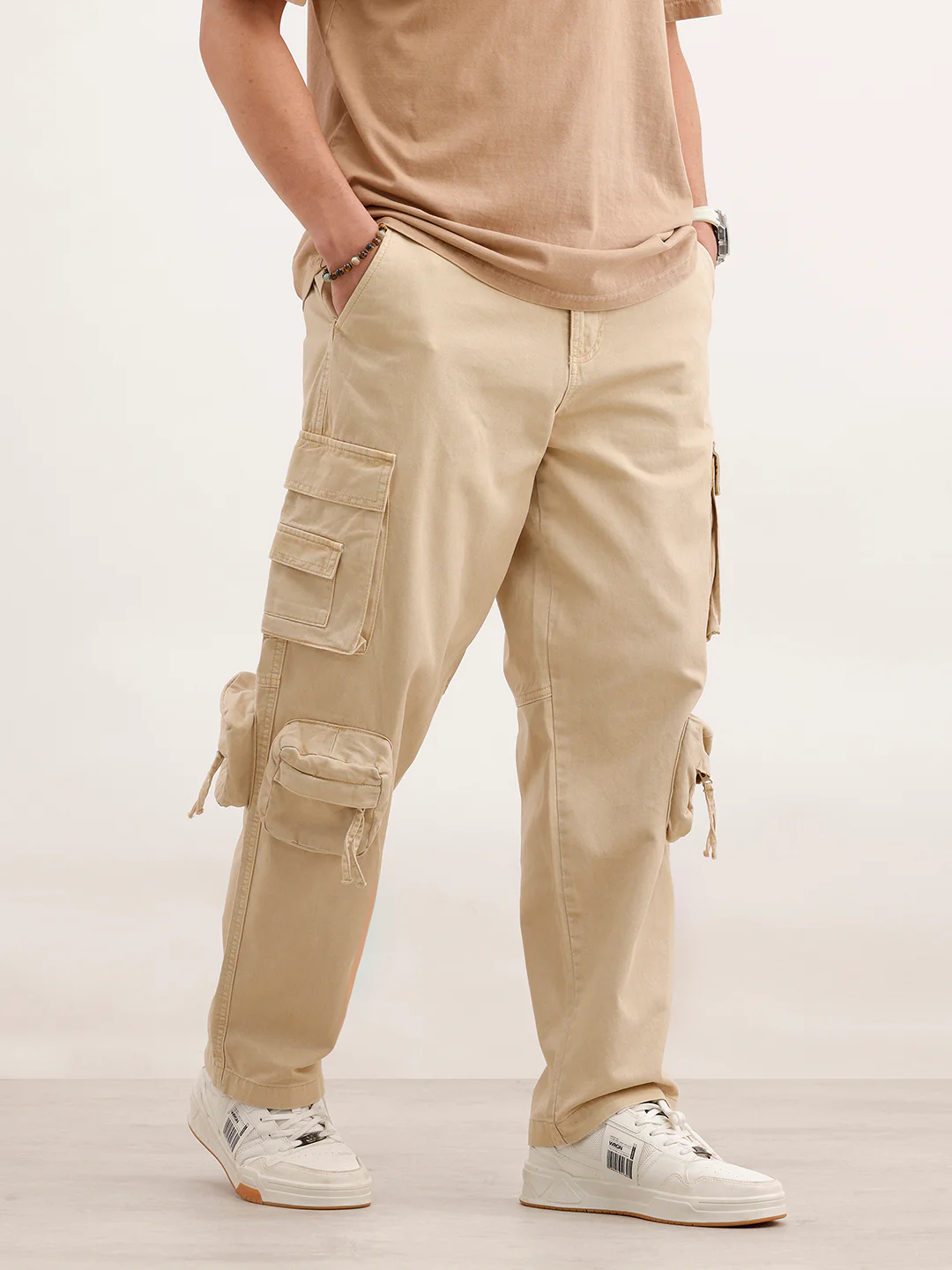 Loose Fit Cargo Trouser | Beige