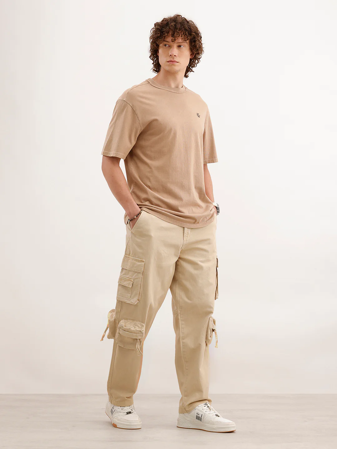 Loose Fit Cargo Trouser | Beige - Image 2