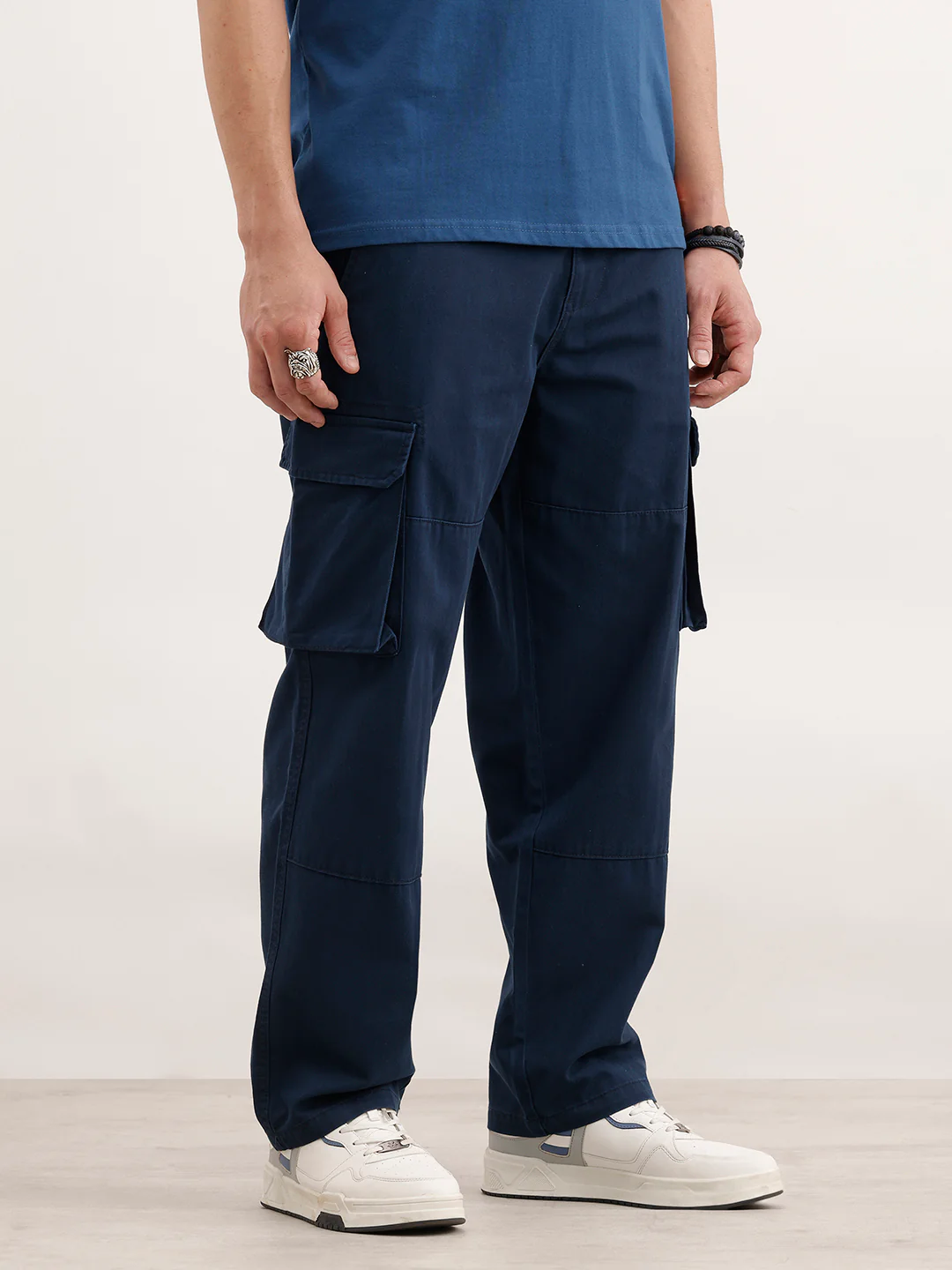 Loose Fit Cargo Trouser  | Blue - Image 4