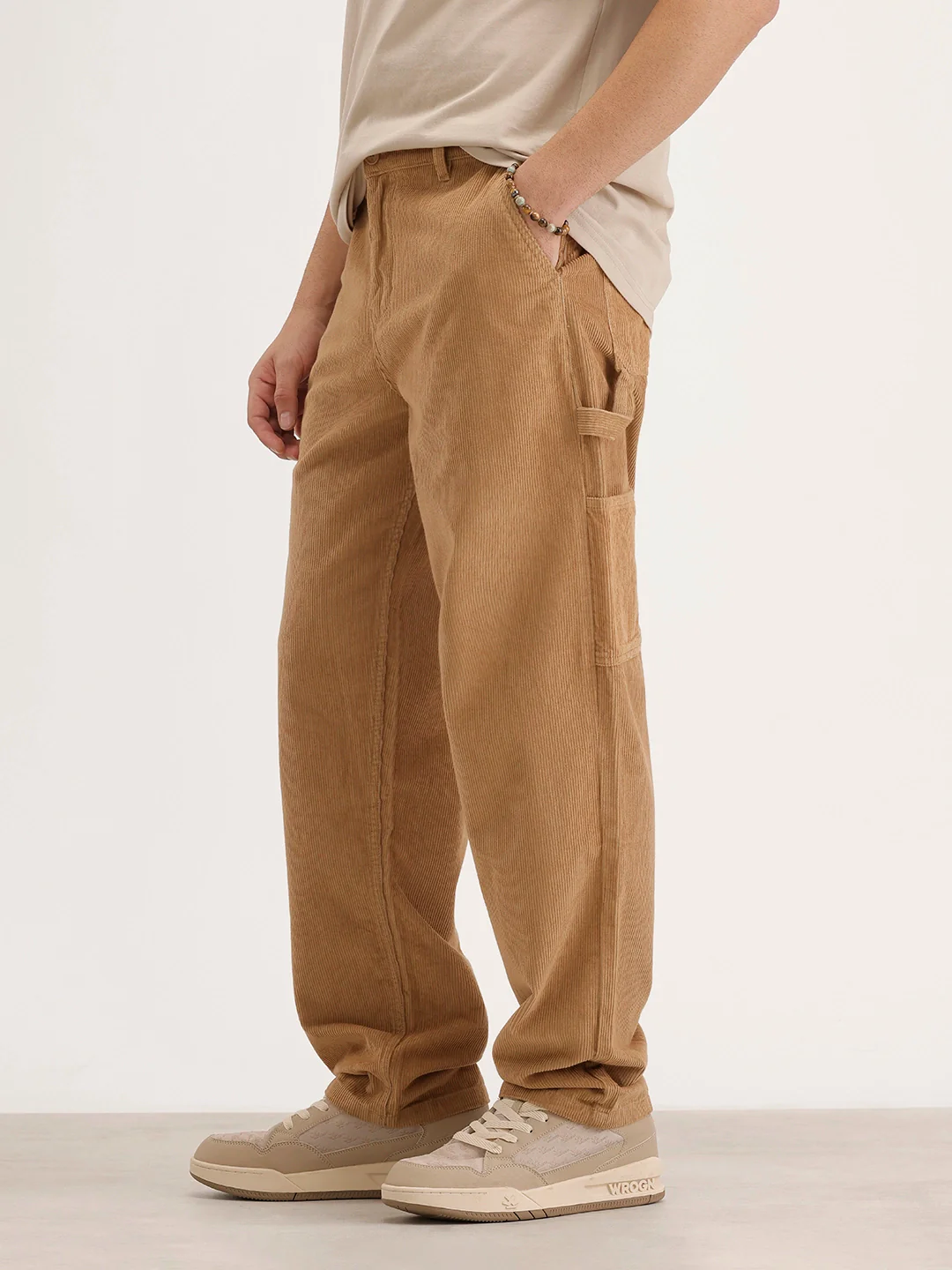 Loose Fit Corduroy Cargo Trouser | Khaki