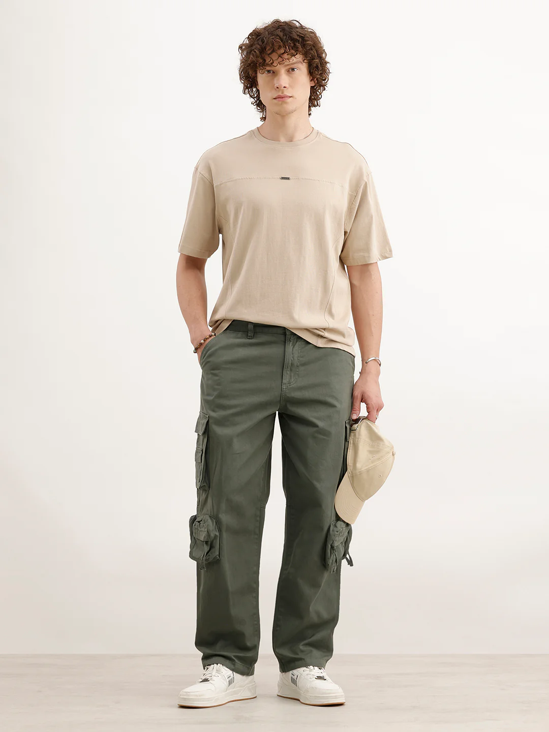 Loose Fit Cargo Trousers | Olive - Image 2