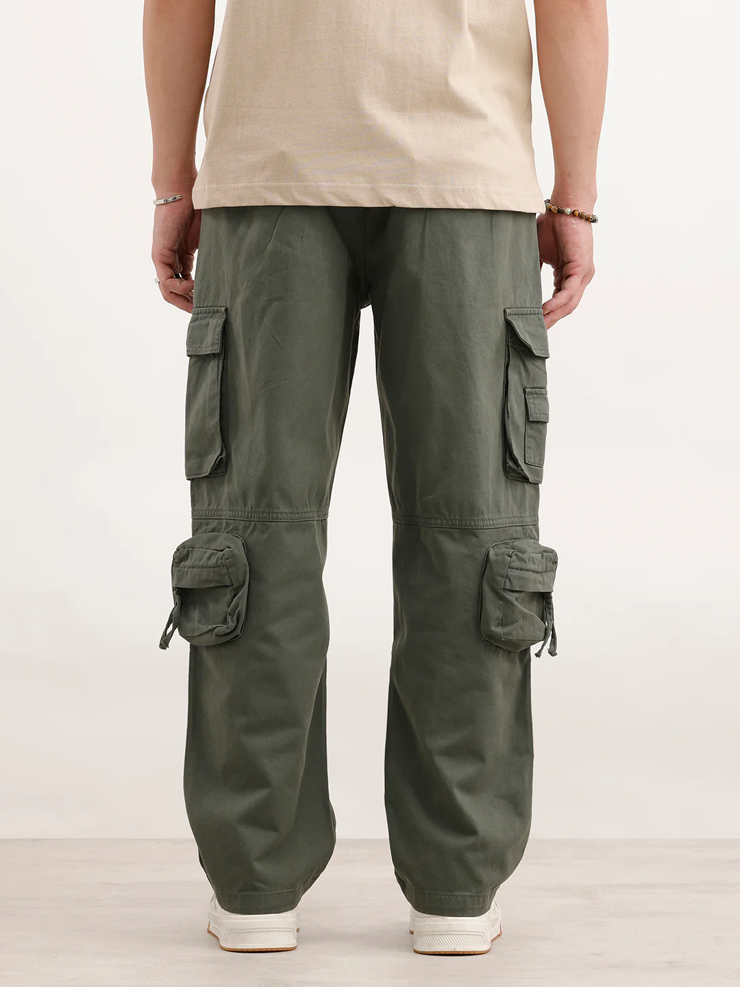 Loose Fit Cargo Trousers | Olive - Image 3