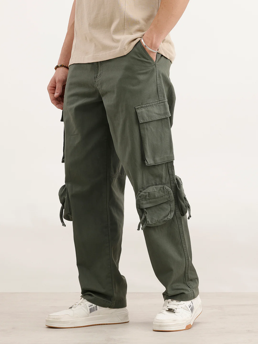 Loose Fit Cargo Trousers | Olive - Image 4