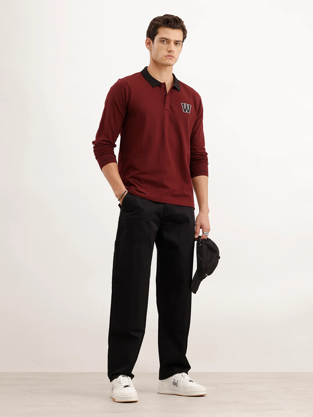 Loose Fit Cut & Sew Trouser | Black - Image 2