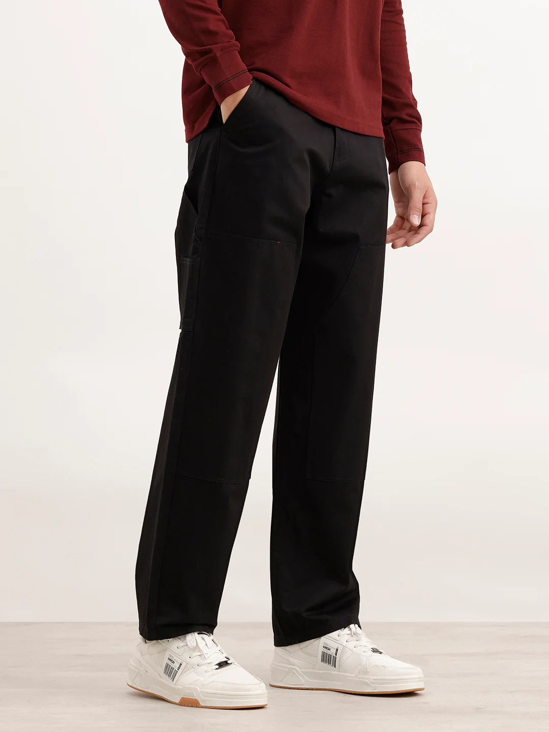 Loose Fit Cut & Sew Trouser | Black - Image 4