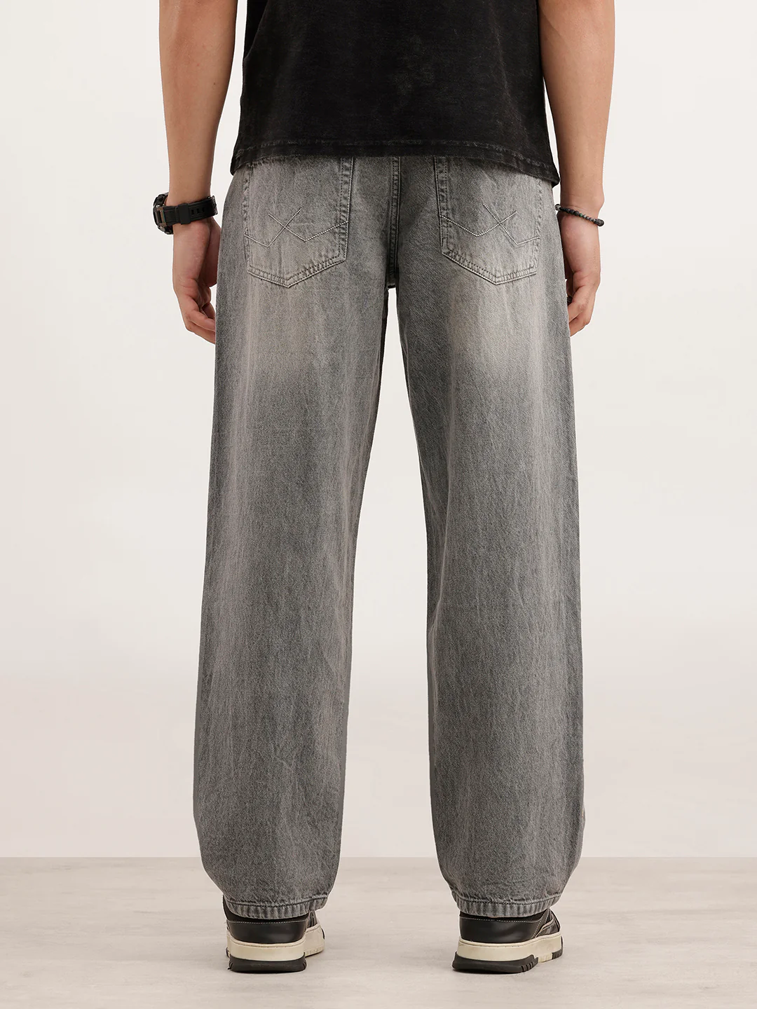 Loose Fit Faded Denim Jeans | Grey - Image 3