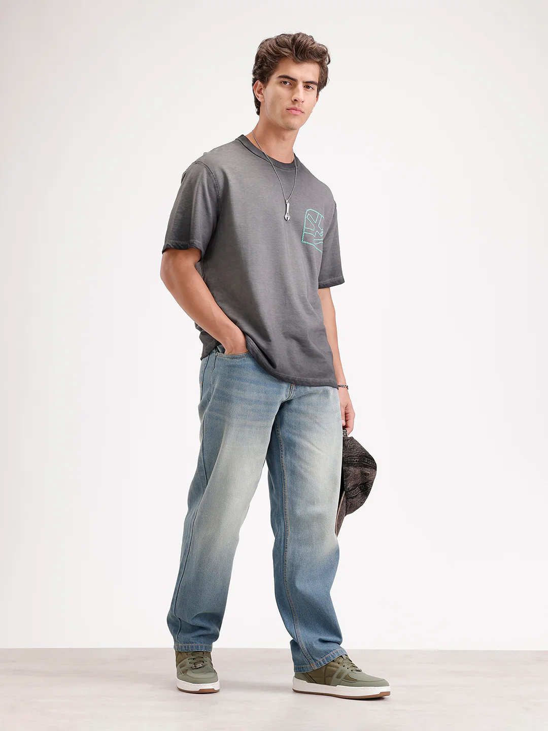 Loose Fit Light Faded Denim Jeans | Blue - Image 2