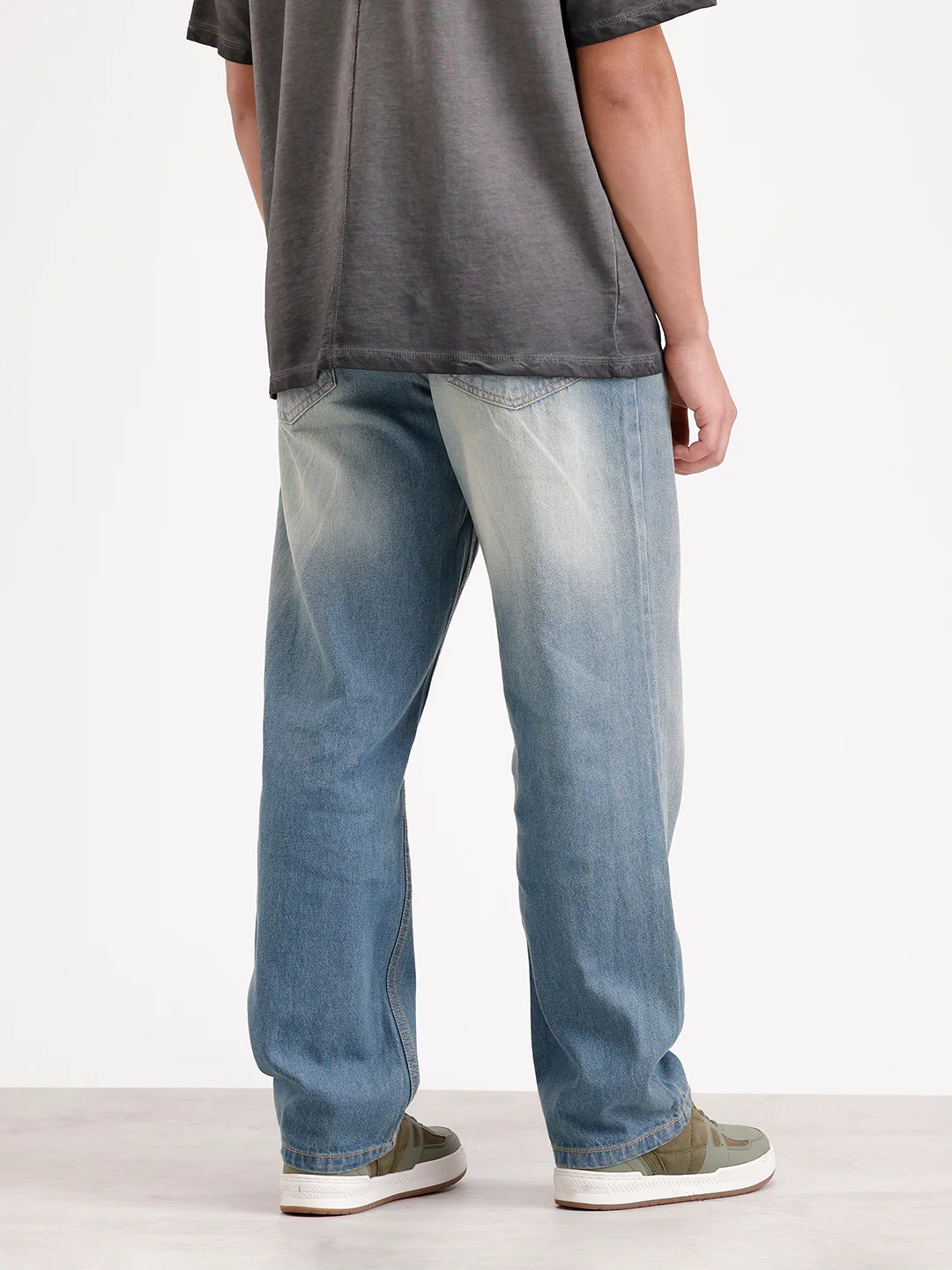 Loose Fit Light Faded Denim Jeans | Blue - Image 3