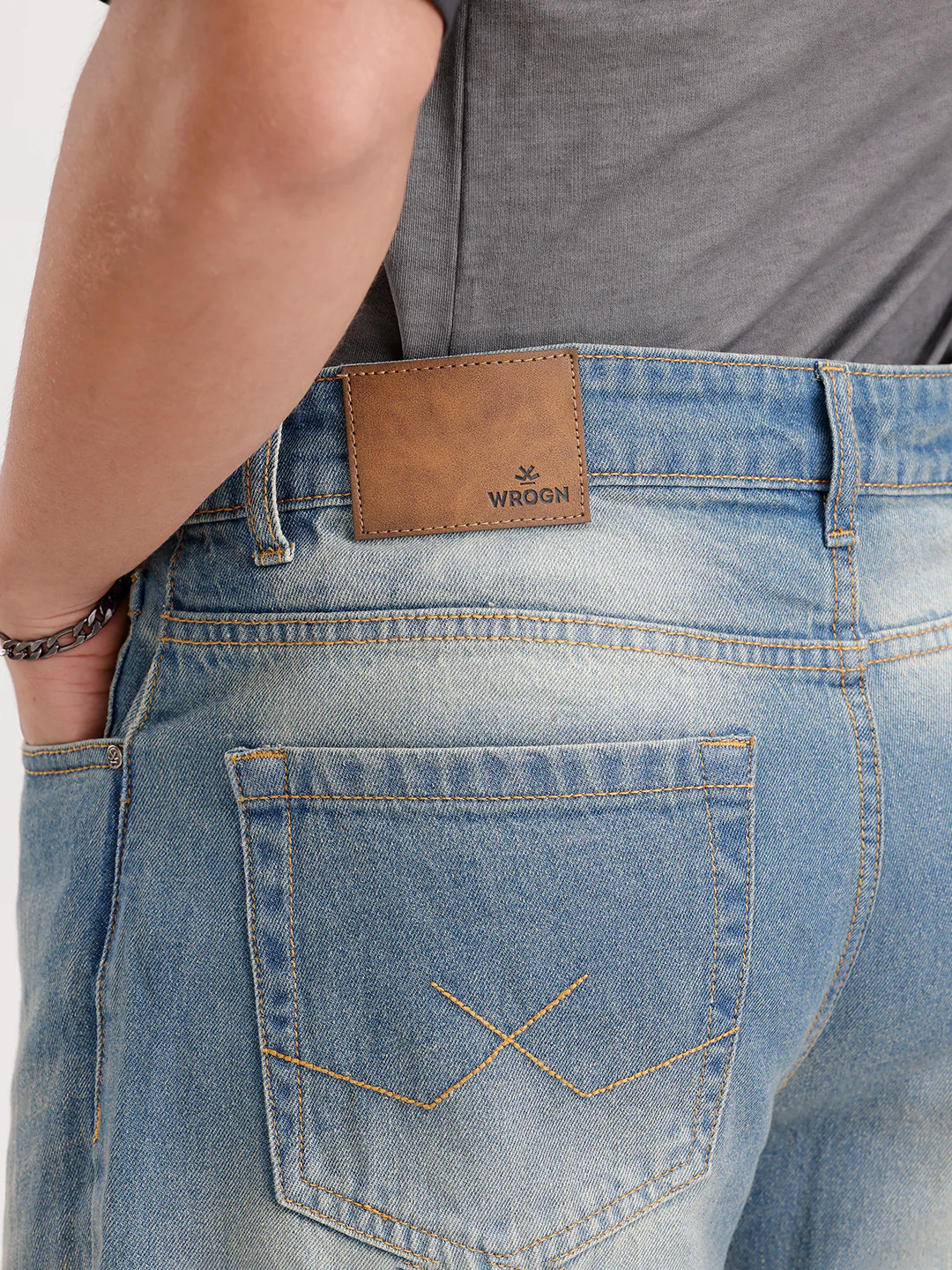 Loose Fit Light Faded Denim Jeans | Blue - Image 5