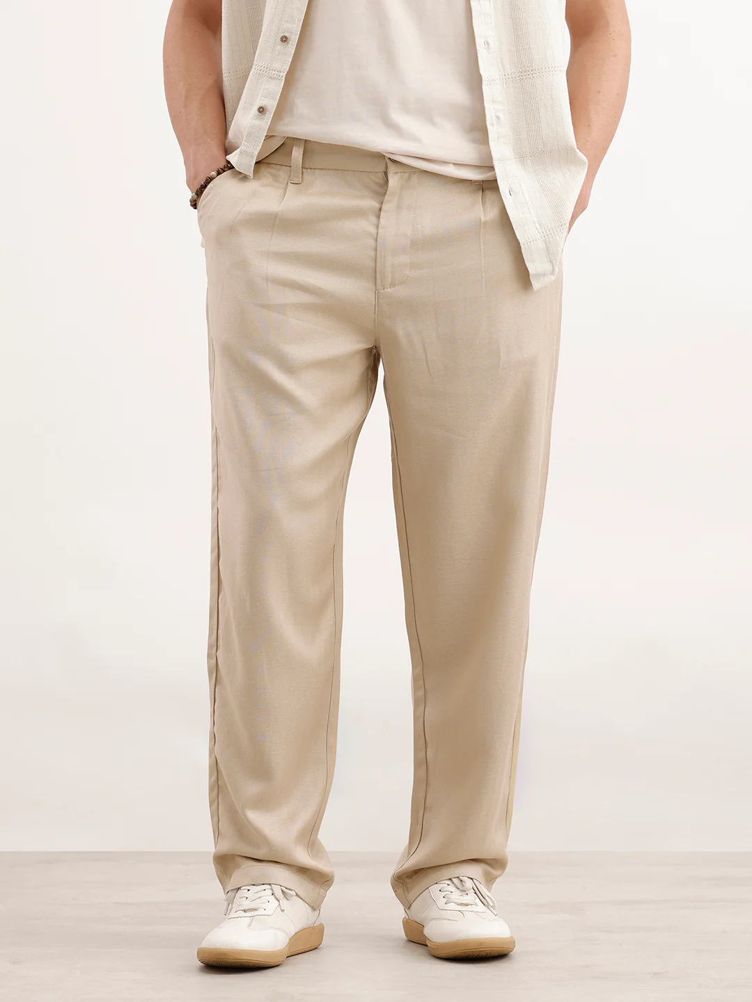 Loose Fit Linen Blend Trouser  | Khaki