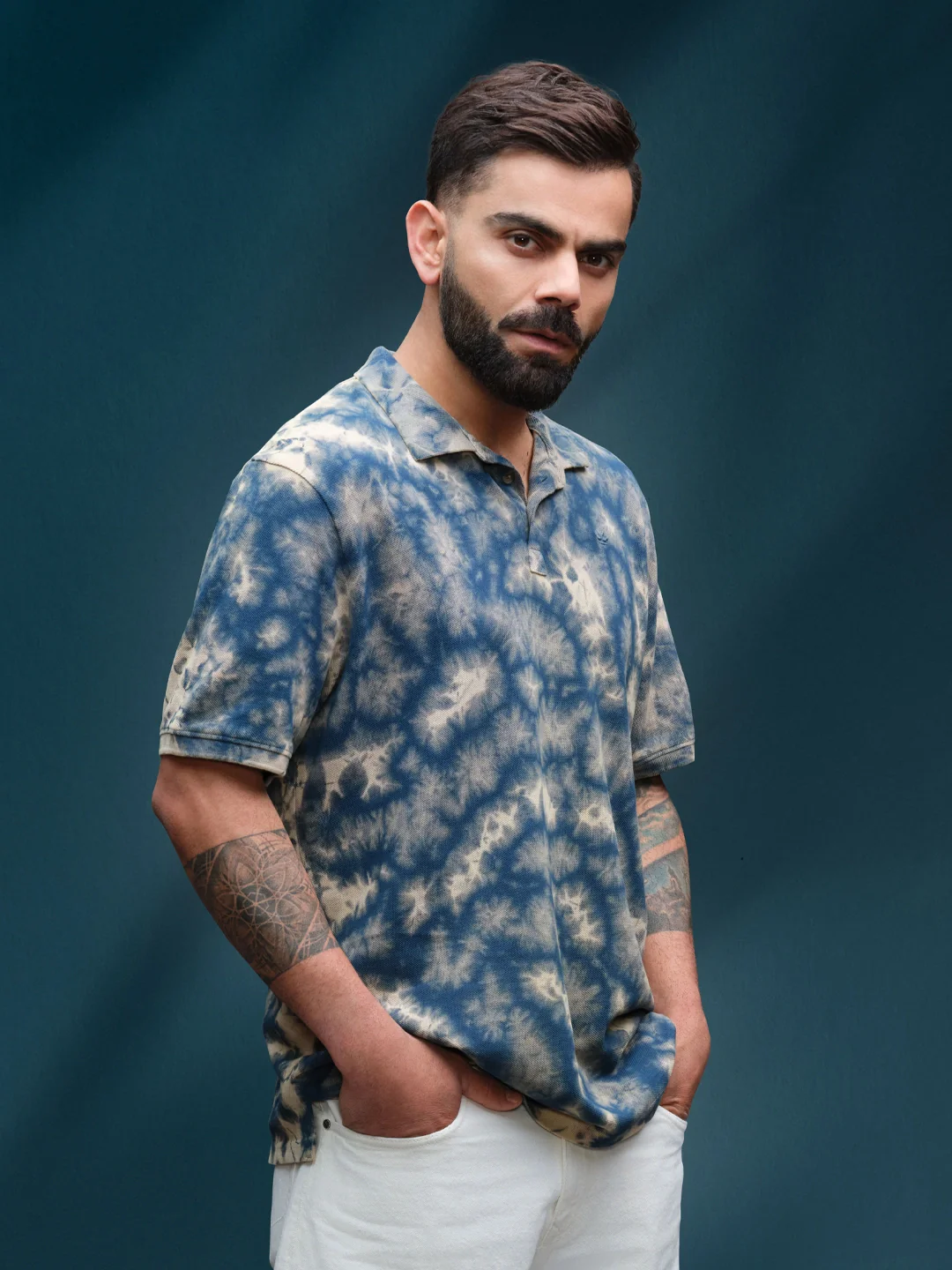Marble Tie & Dye Comfort Fit T-Shirt | Navy Blue