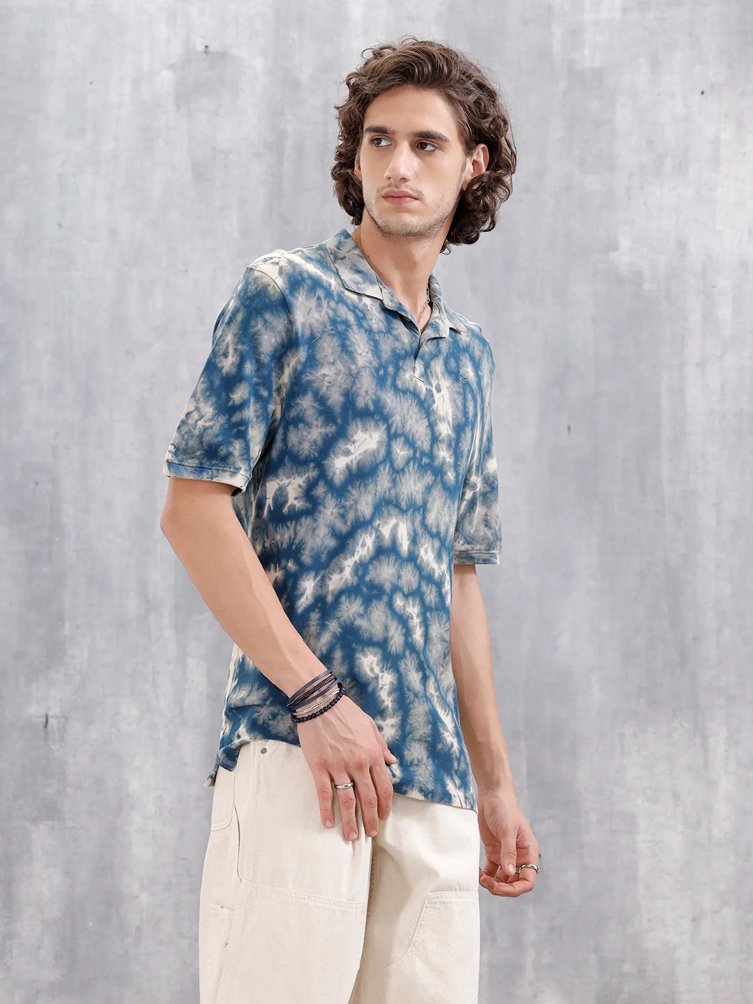 Marble Tie & Dye Comfort Fit T-Shirt | Navy Blue - Image 6