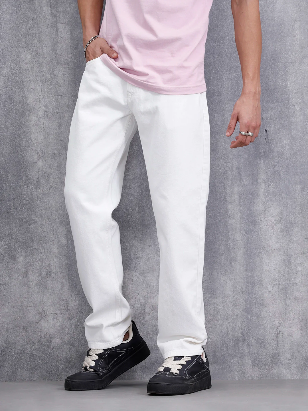 Men Casual Anti Fit Jeans | White