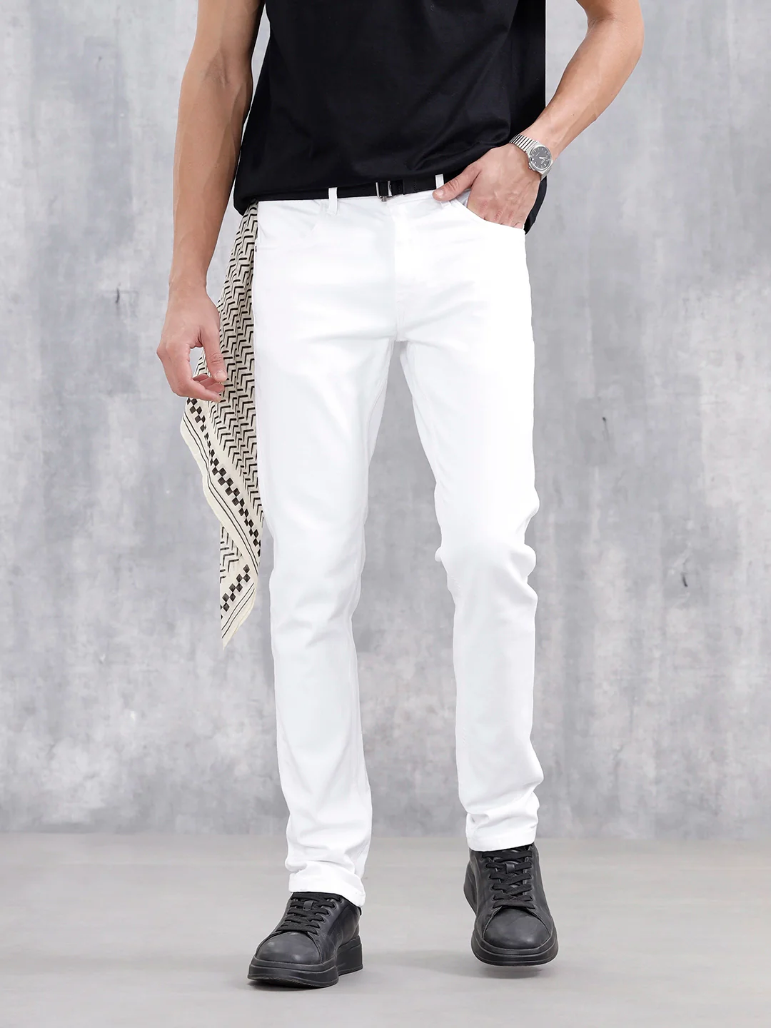 Men Casual Slim Fit Jeans | White