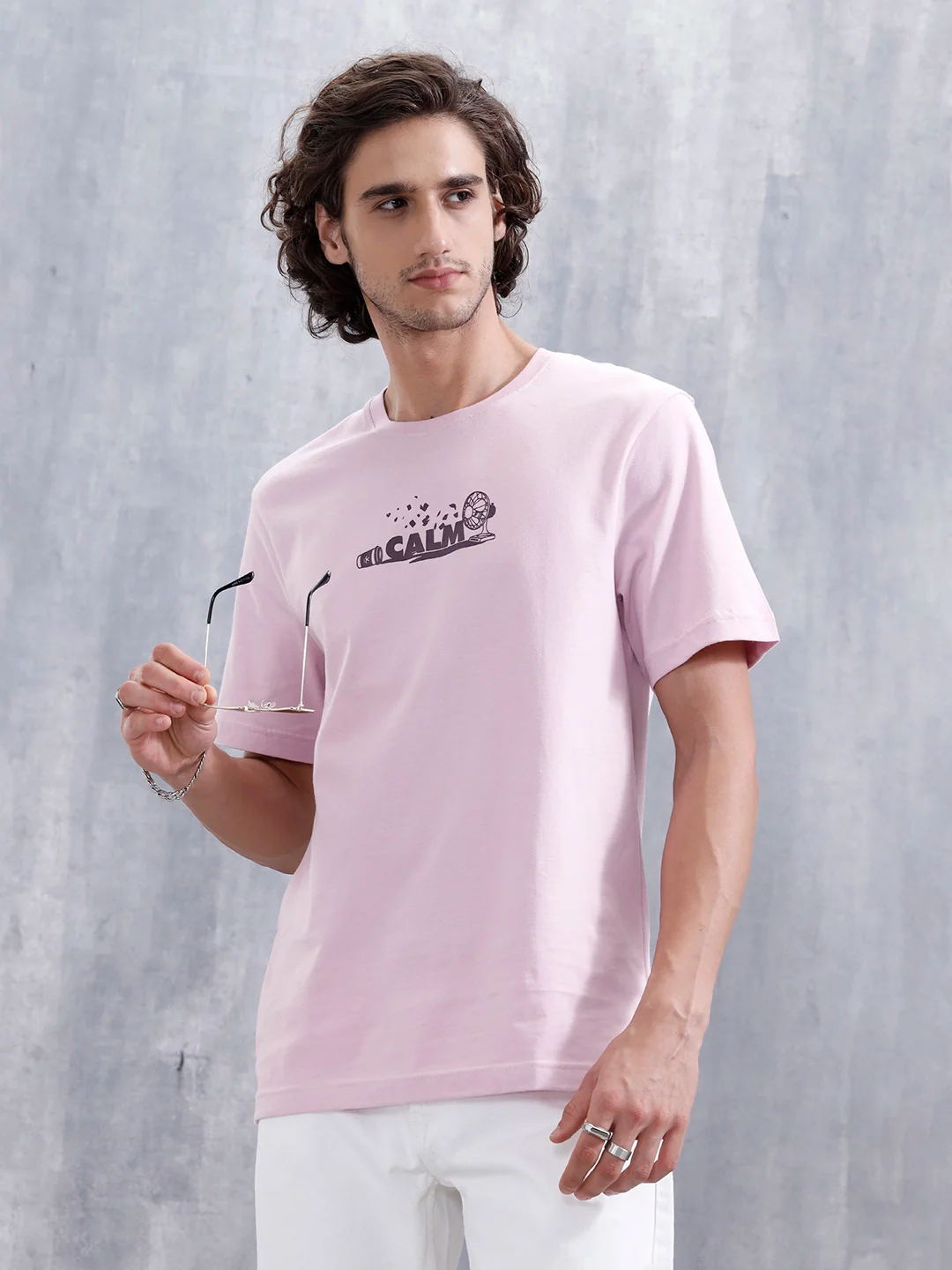 Men’s Casual Regular Fit Graphic T-Shirt | Pink