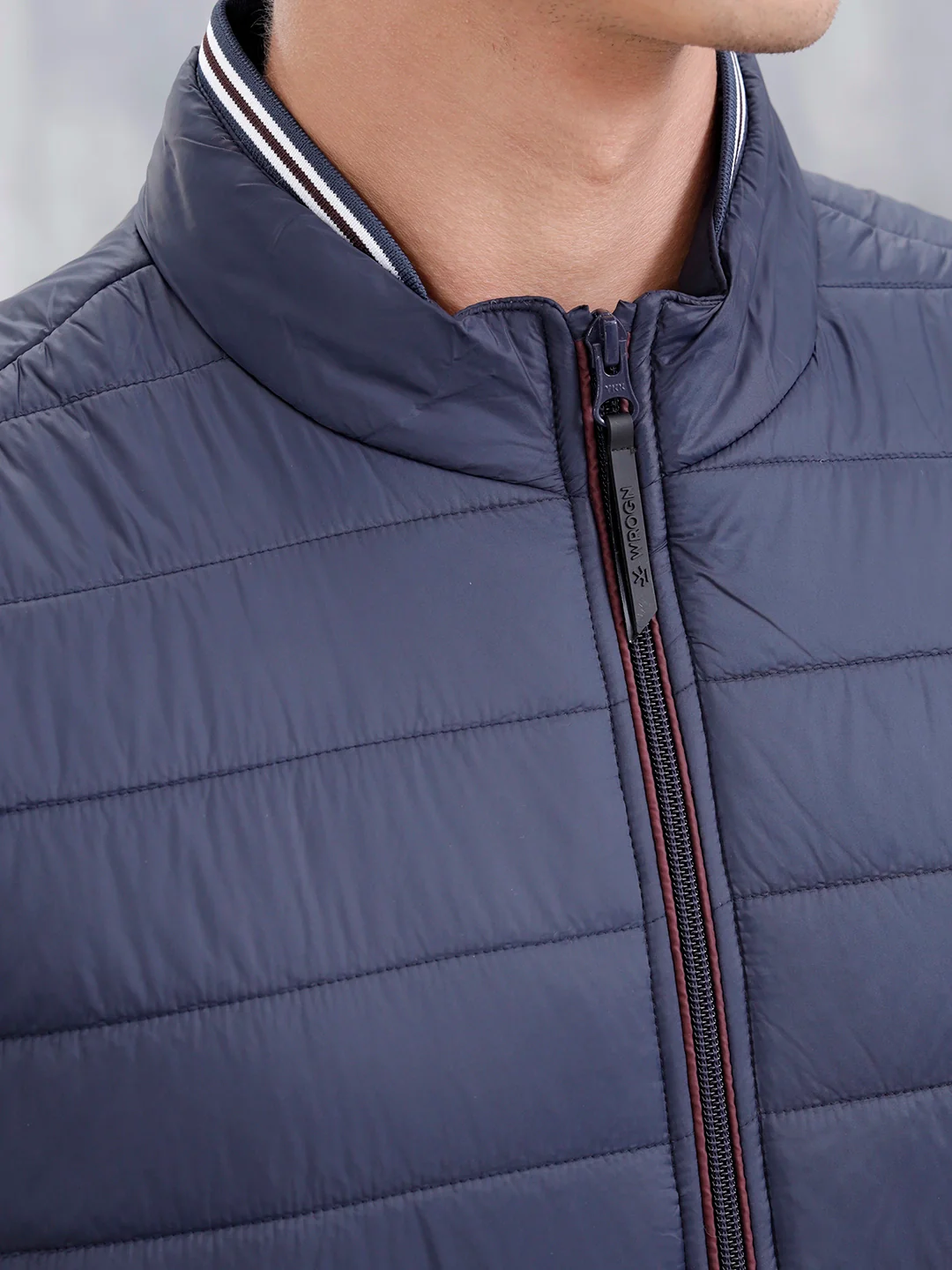 Men's Solid Casual Puffer Jacket | Navy Blue - Image 5