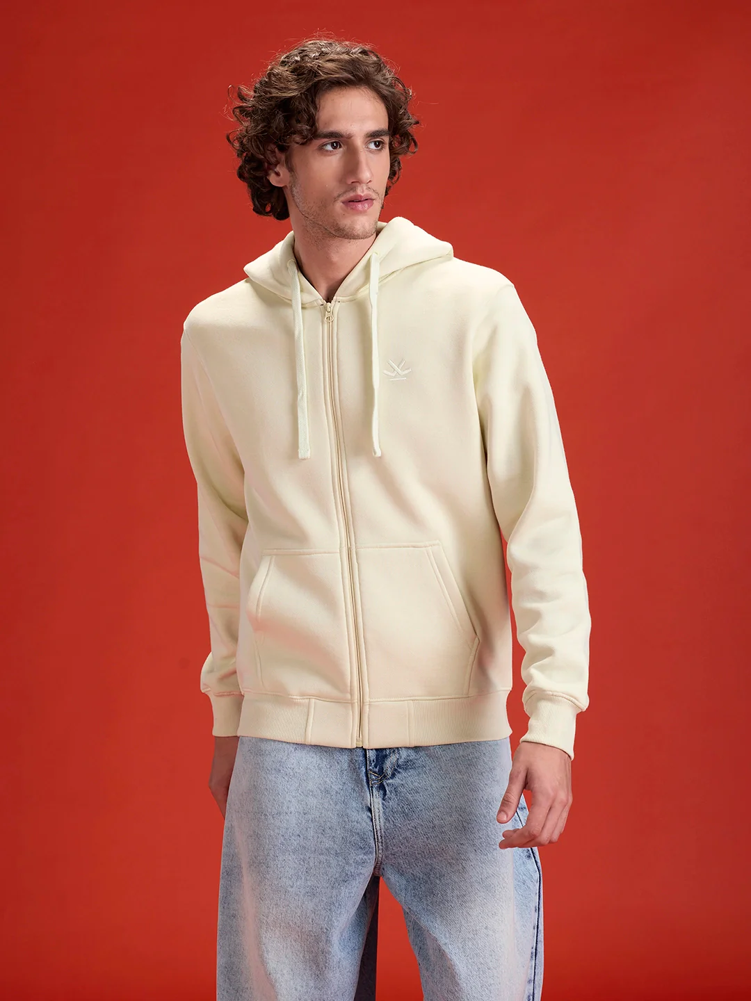 Men’s Solid Zip-Up Hoodie Sweatshirt | Aloe Wash