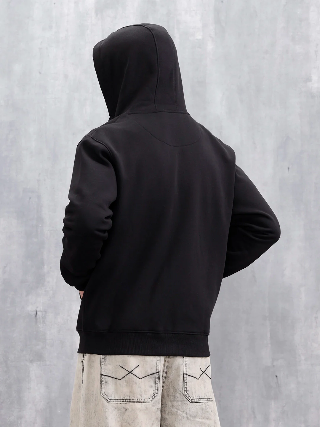 Men's Solid Zip-Up Hoodie Sweatshirt | Black - Image 11