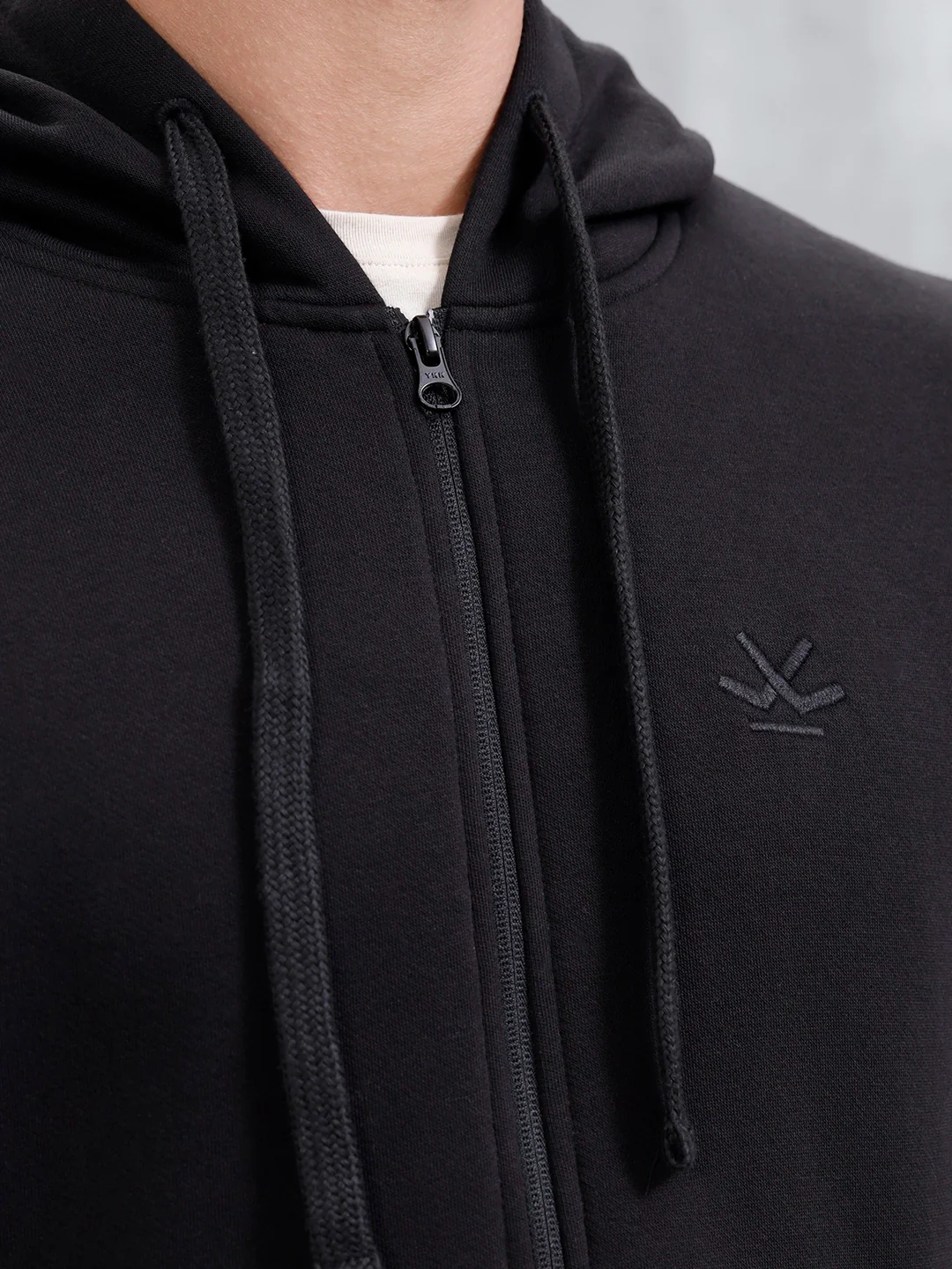 Men's Solid Zip-Up Hoodie Sweatshirt | Black - Image 13