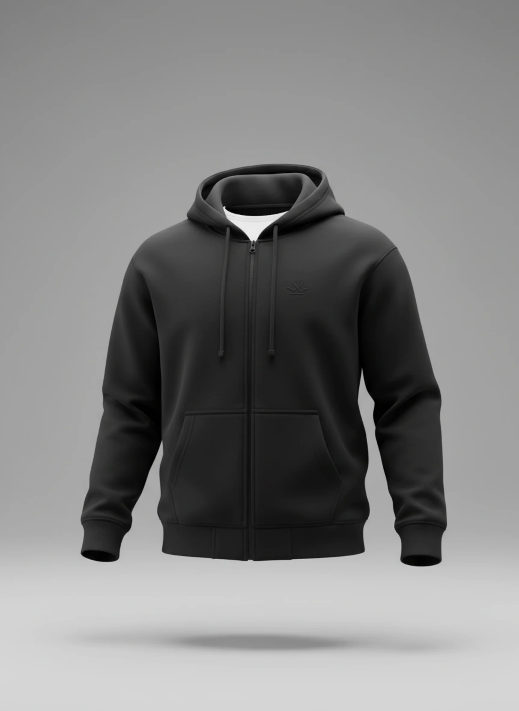 Men's Solid Zip-Up Hoodie Sweatshirt | Black - Image 4
