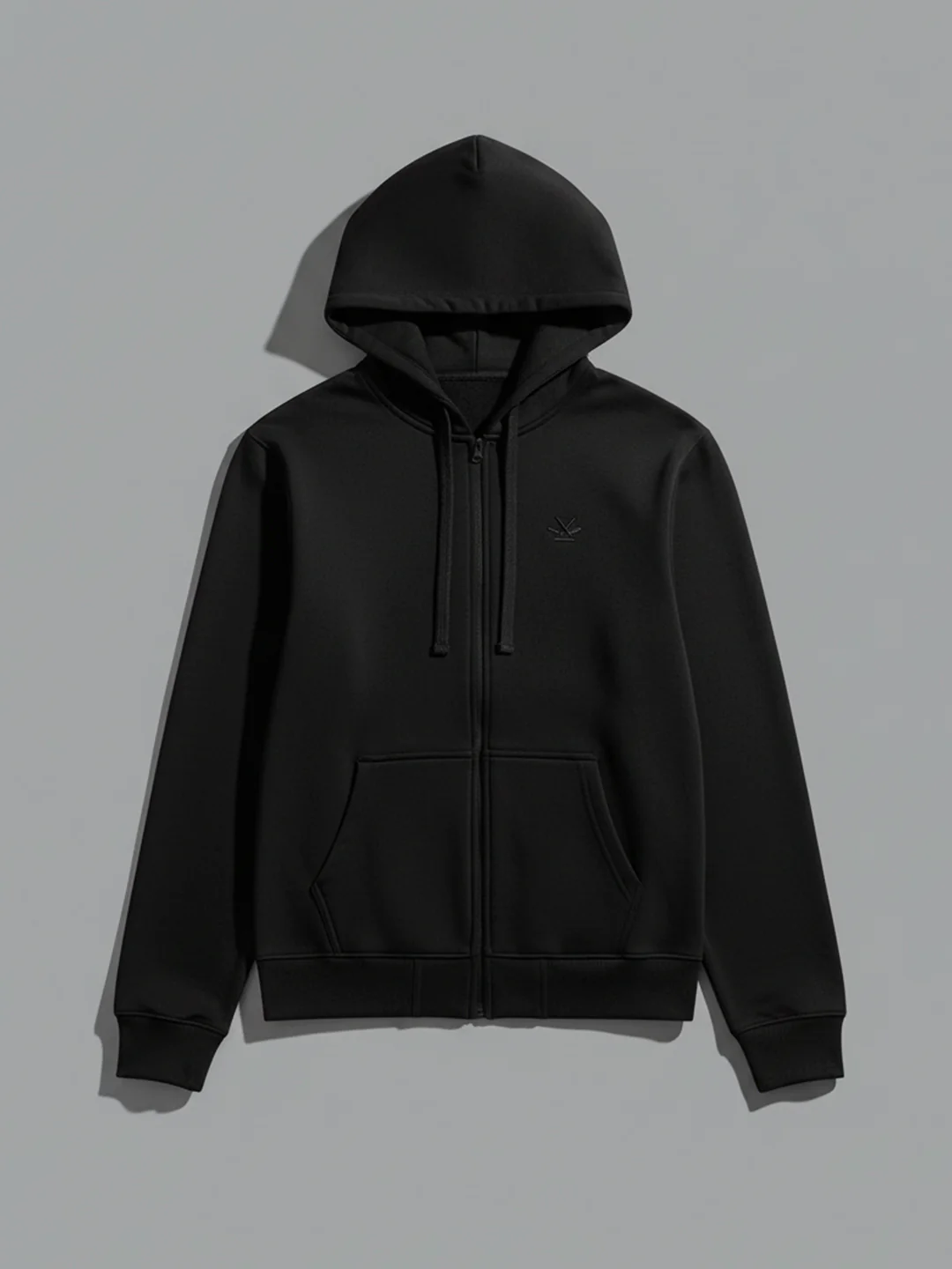 Men's Solid Zip-Up Hoodie Sweatshirt | Black - Image 5