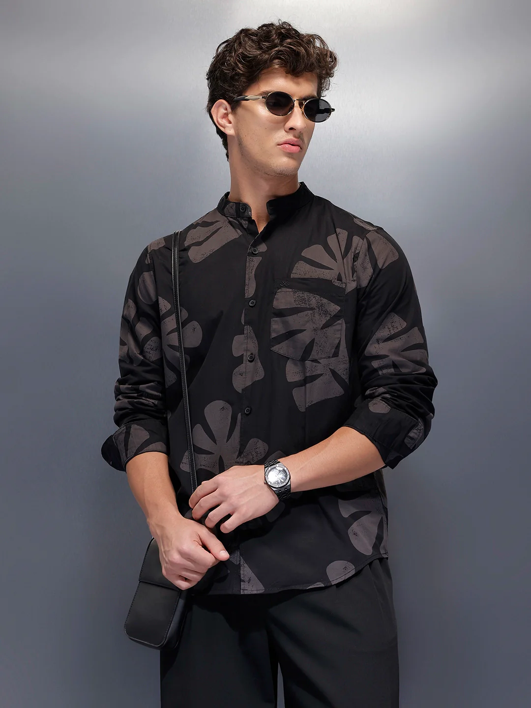 Men's Casual AOP Shirt   |  Black