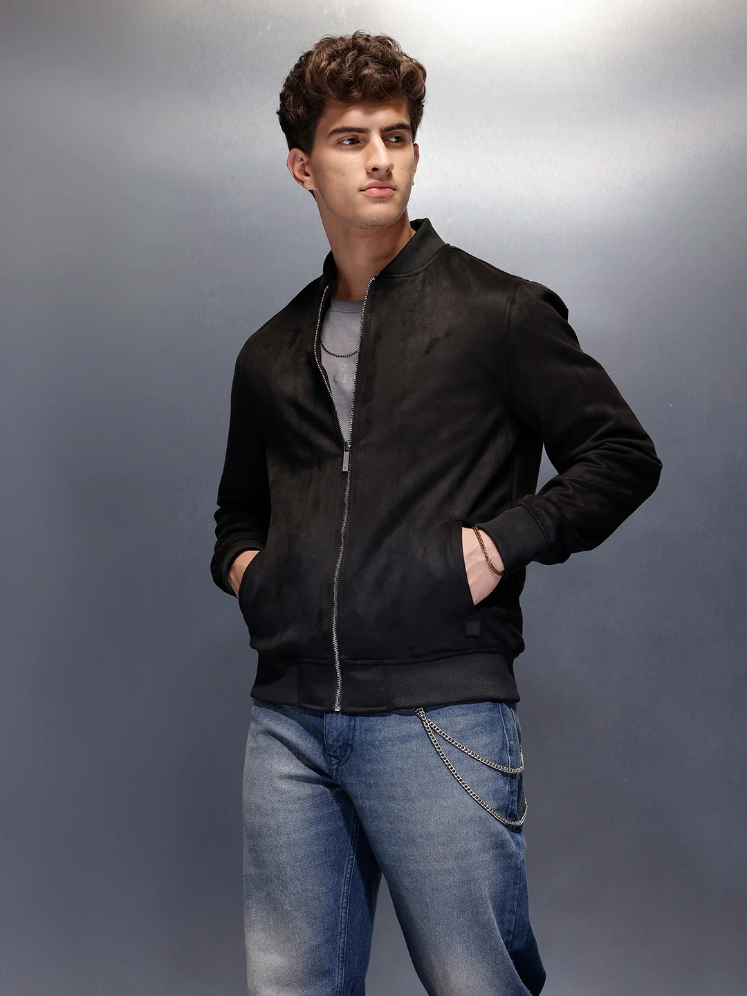 Men's Casual Bomber Jacket | Black