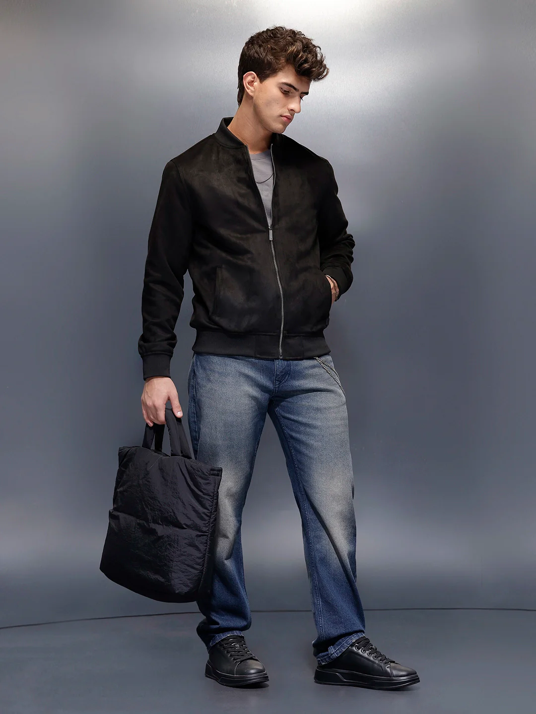 Men's Casual Bomber Jacket | Black - Image 2