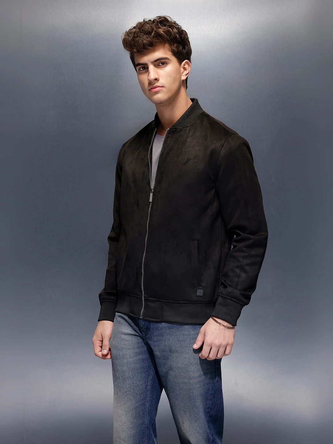 Men's Casual Bomber Jacket | Black - Image 4