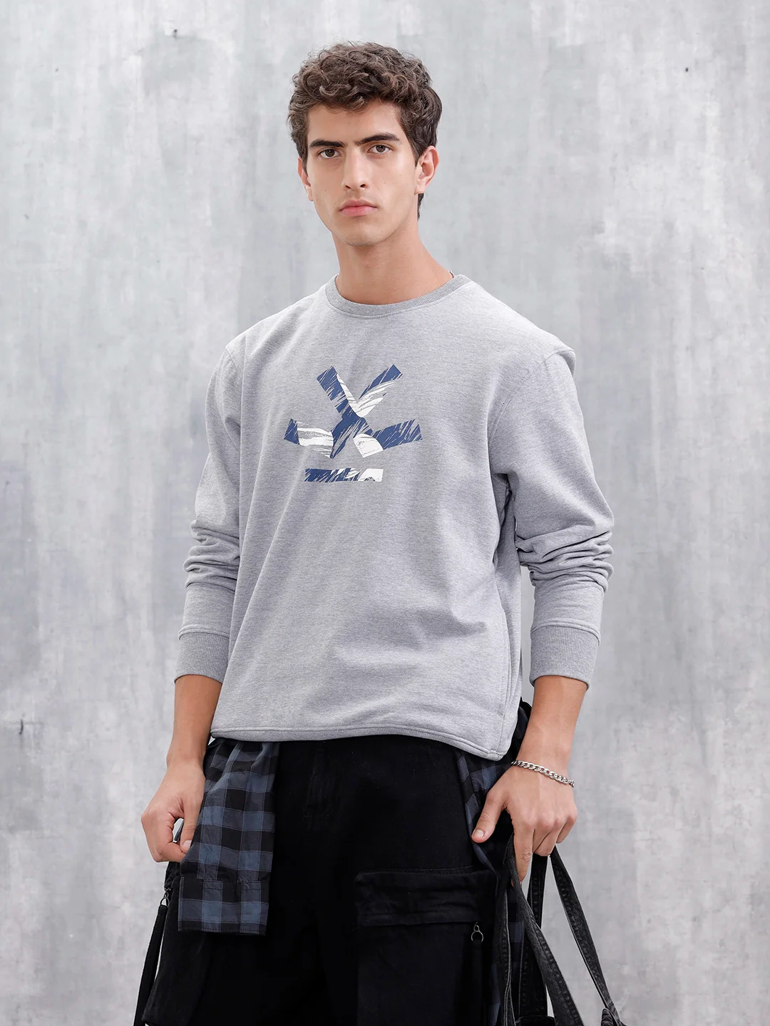 Men's Casual Branded Comfort Fit Sweatshirt | Grey