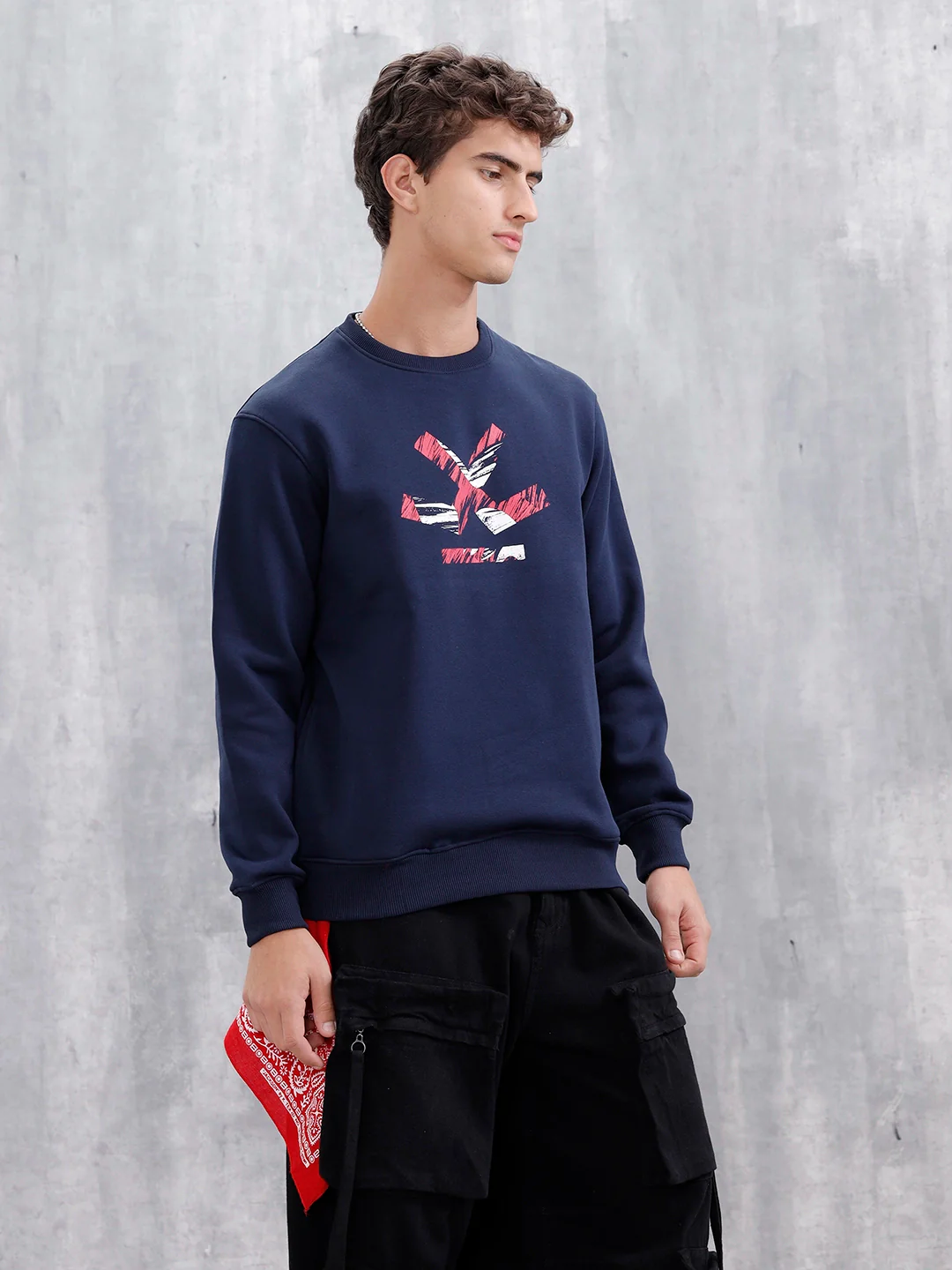 Men's Casual Branded Comfort Fit Sweatshirt | Navy Blue - Image 4