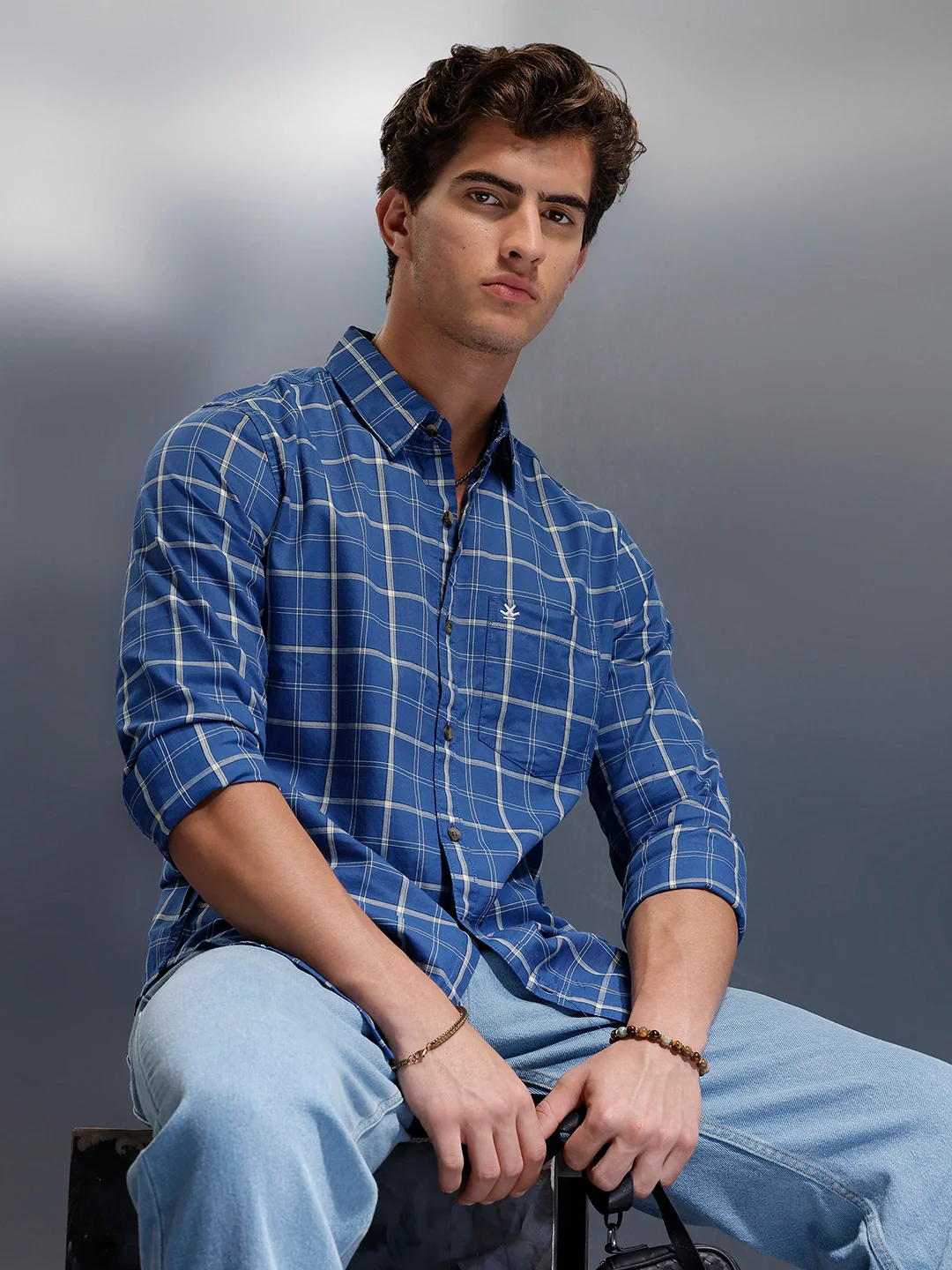 Men's Casual Checkered Shirt | Blue