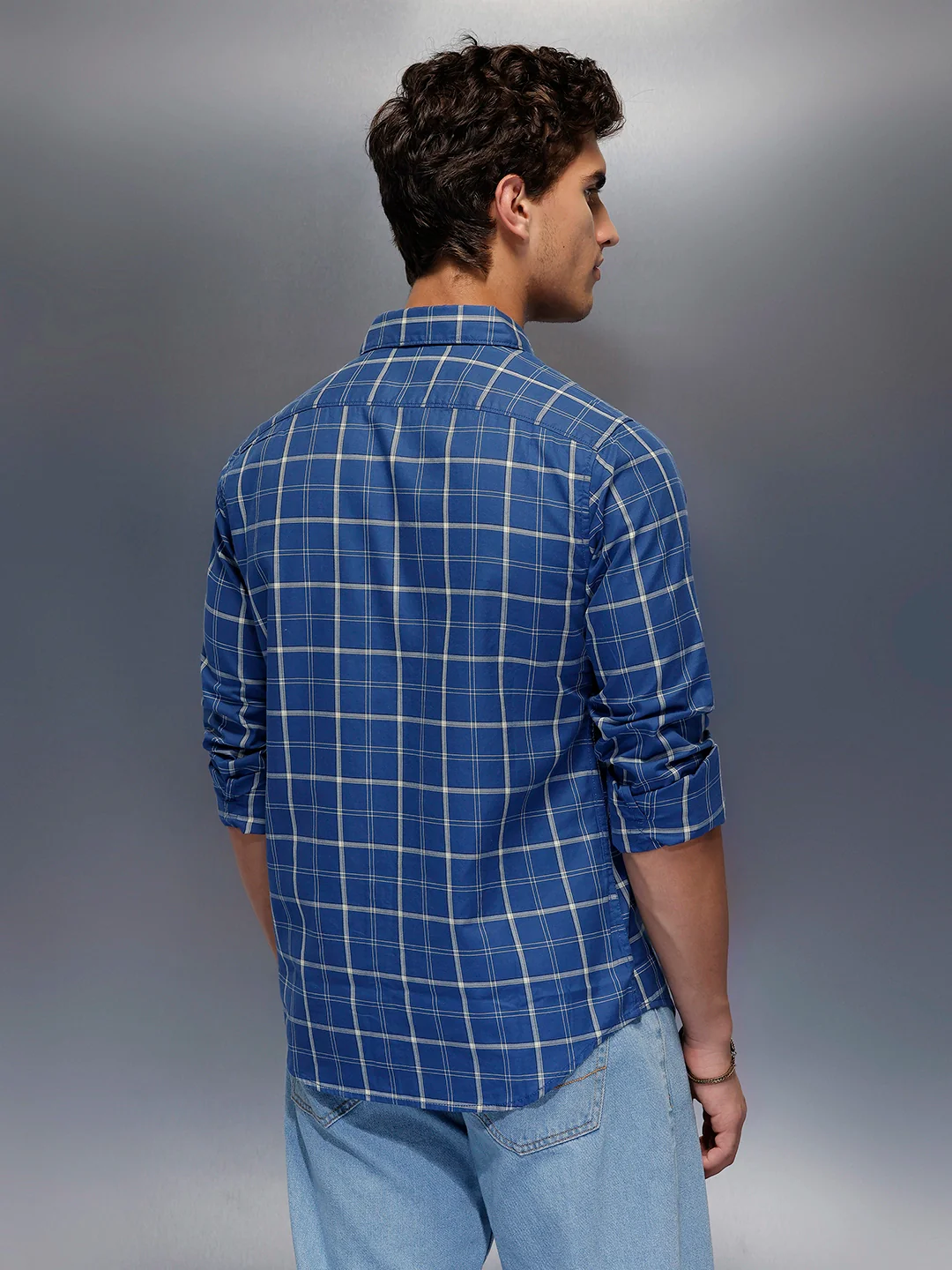 Men's Casual Checkered Shirt | Blue - Image 3