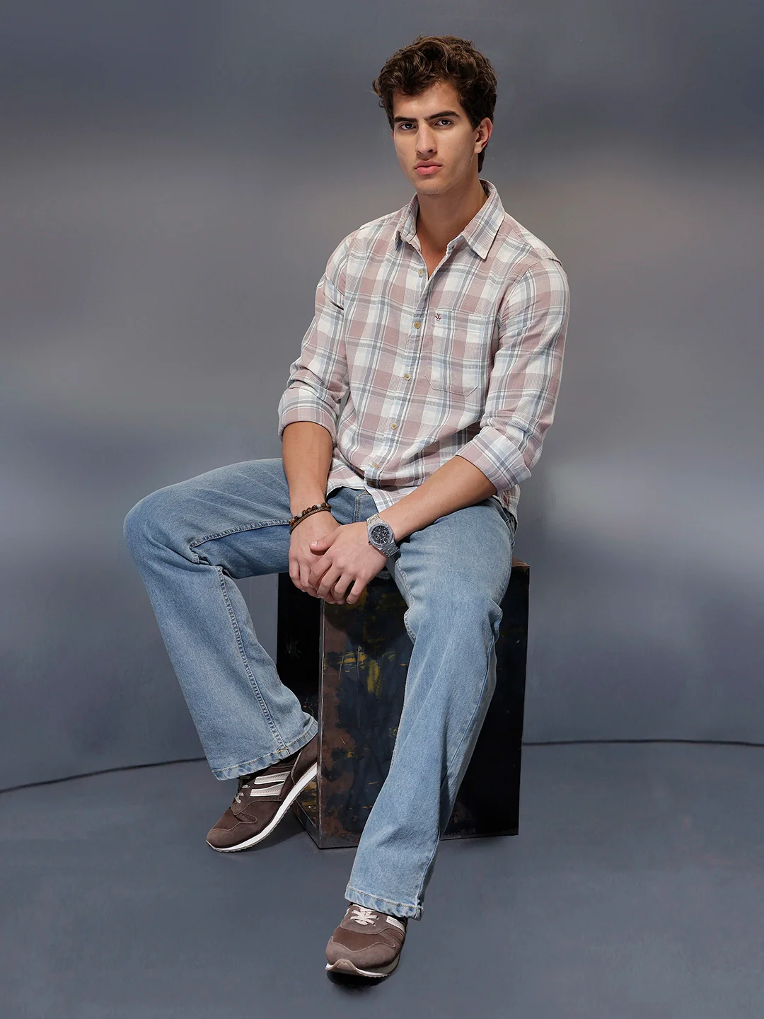 Men's Casual Checkered Shirt | Pink - Image 2