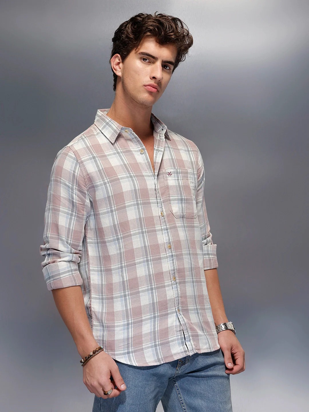 Men's Casual Checkered Shirt | Pink - Image 4