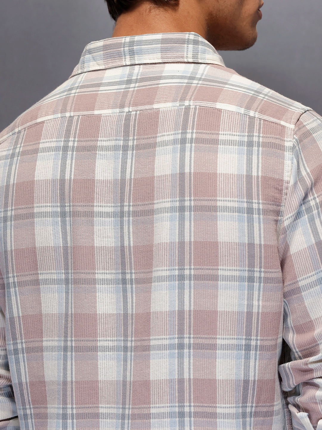 Men's Casual Checkered Shirt | Pink - Image 5