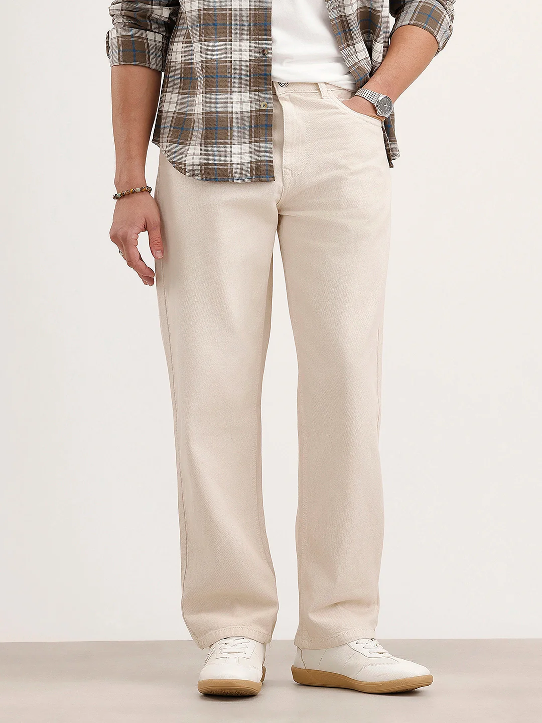 Men's Casual Loose Fit Jeans | Beige