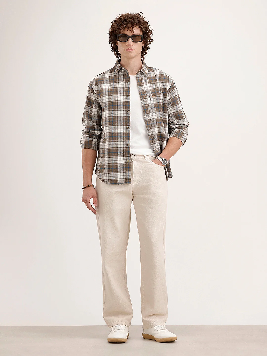 Men's Casual Loose Fit Jeans | Beige - Image 2
