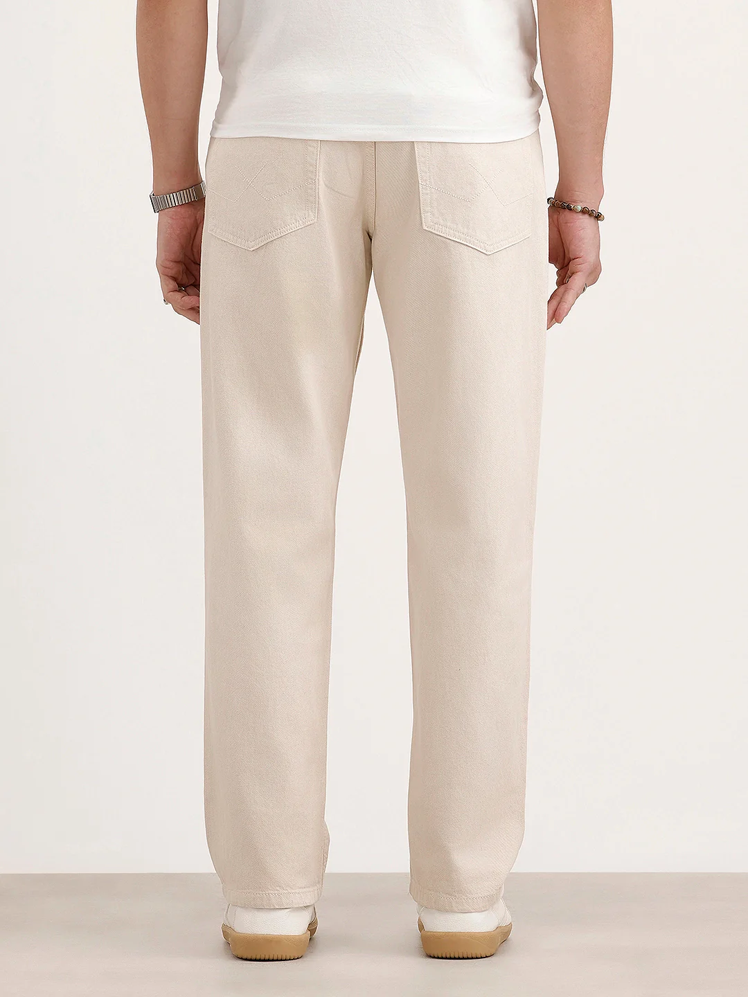 Men's Casual Loose Fit Jeans | Beige - Image 3
