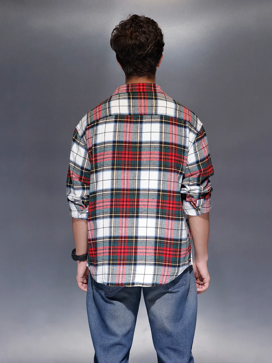Men's Casual Oversized Checkered Shirt | Red - Image 3