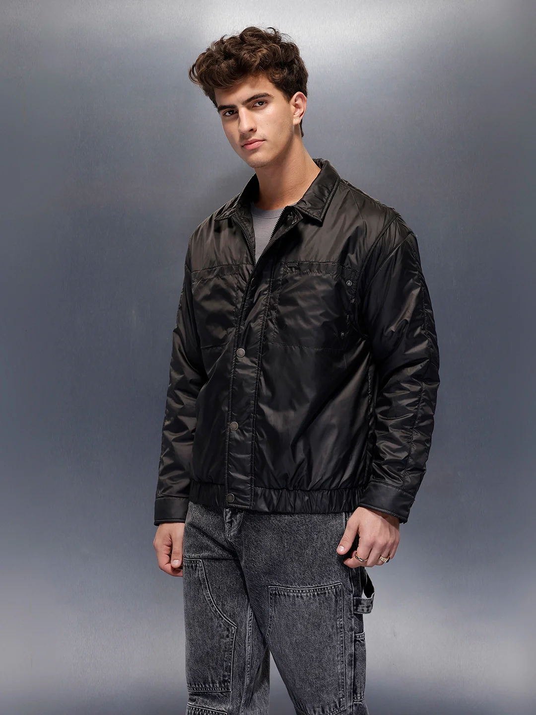 Men's Casual Oversized Jacket | Black - Image 3
