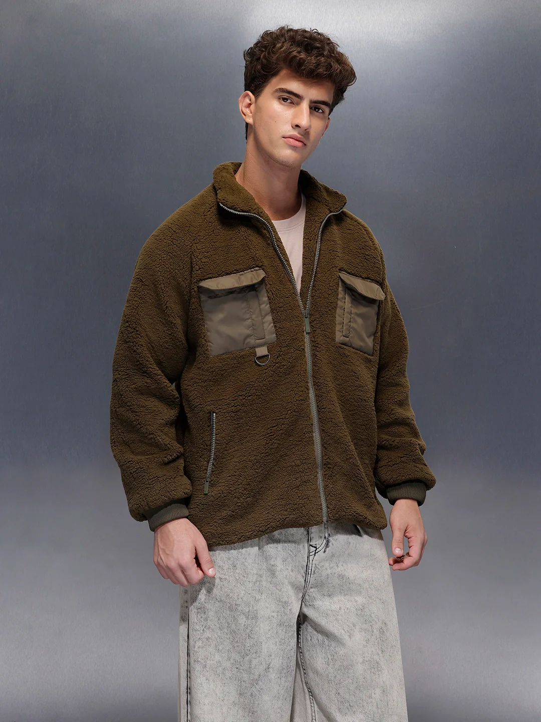 Men's Casual Oversized Jacket | Olive - Image 3