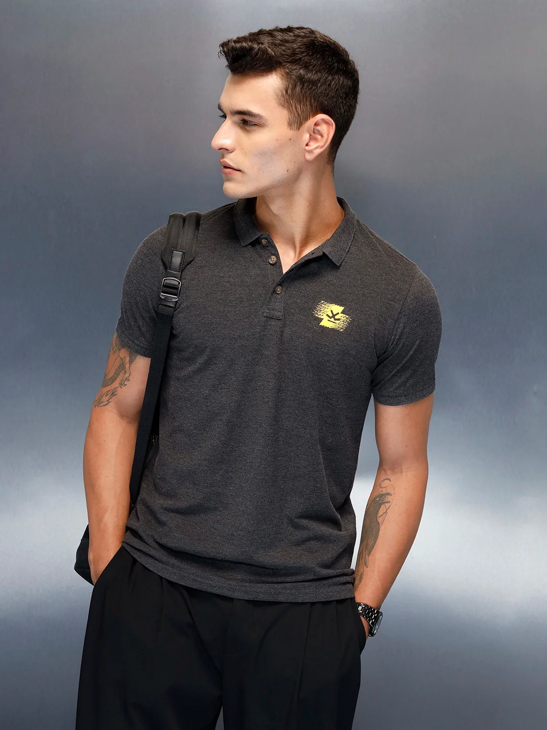 Men's Casual Regualr Fit Polo T-Shirt | Dark Grey
