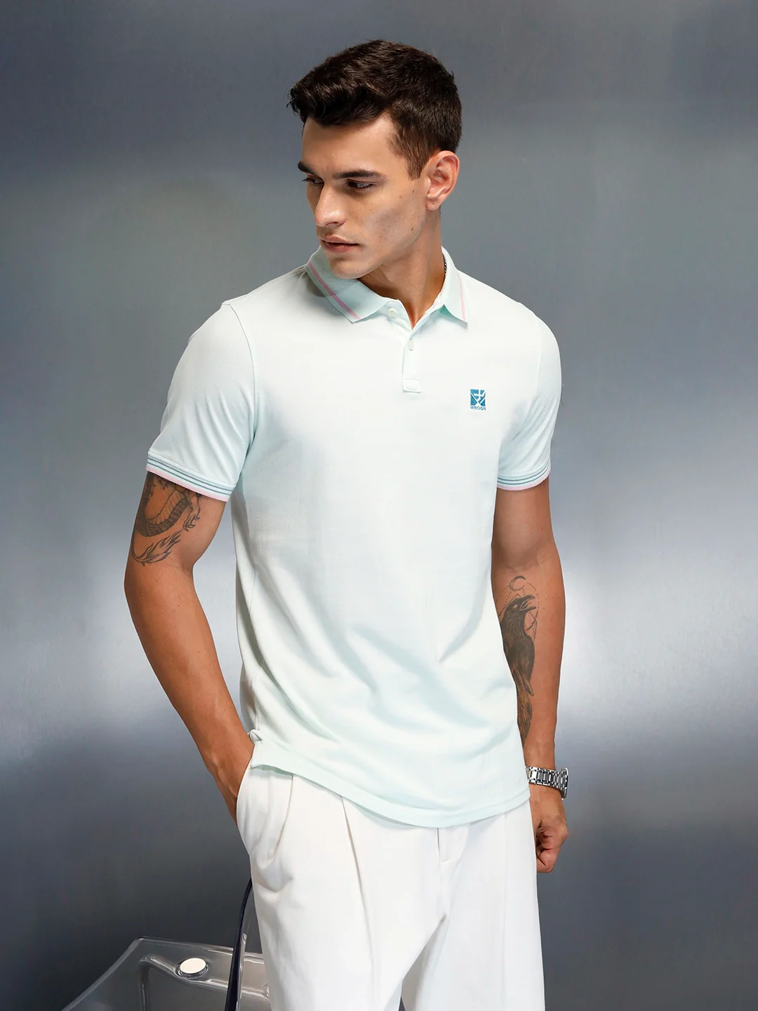 Men's Casual Regualr Fit Polo T-Shirt | Light Blue