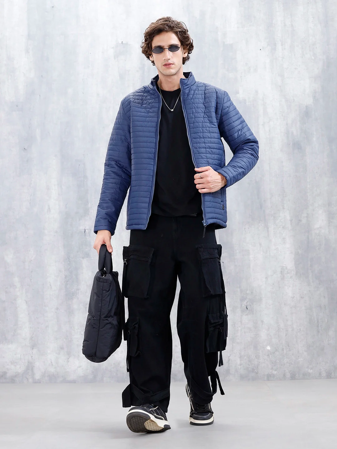 Men's Casual Regualr Fit Puffer Jacket | Navy Blue - Image 4