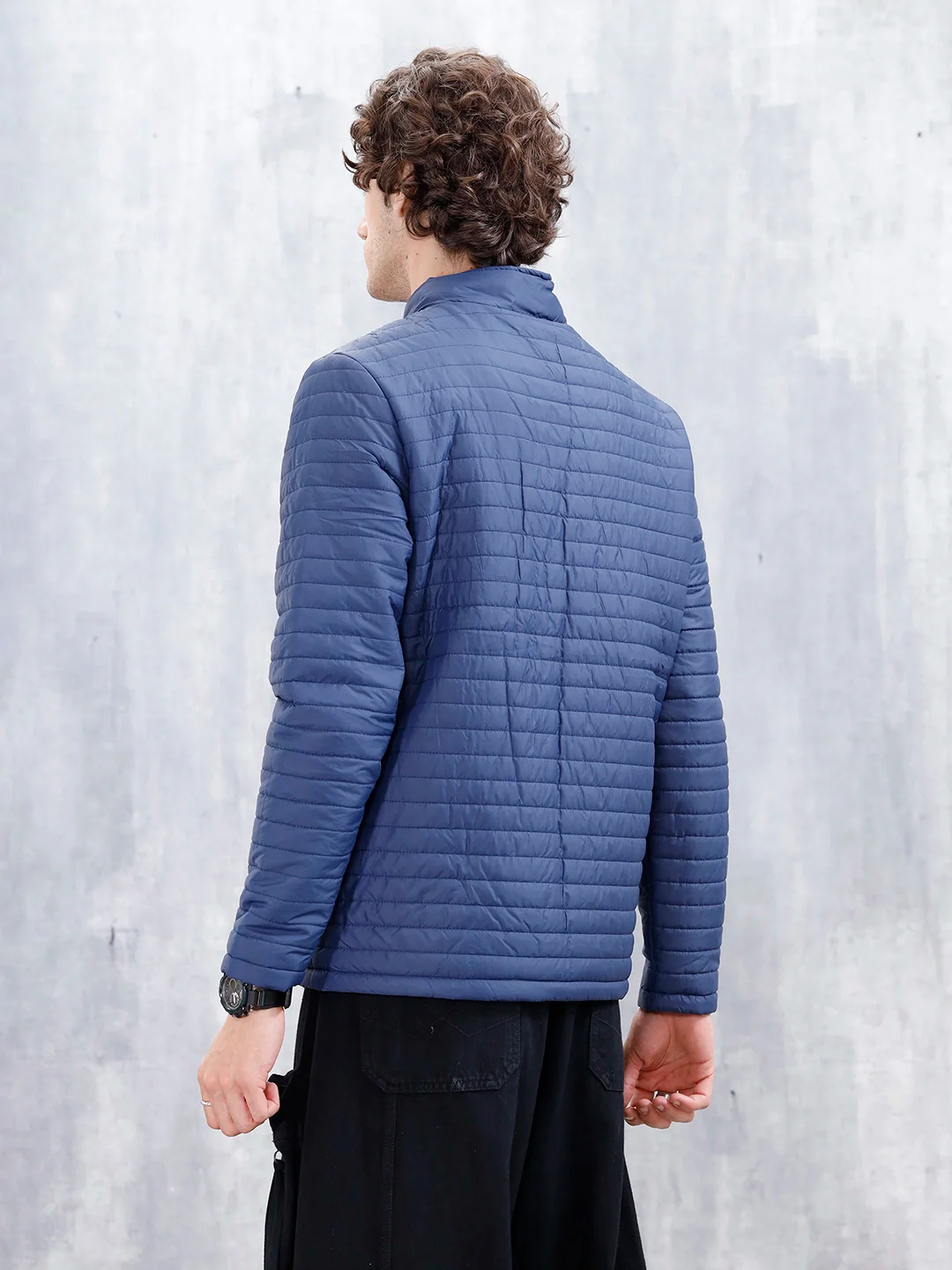 Men's Casual Regualr Fit Puffer Jacket | Navy Blue - Image 5