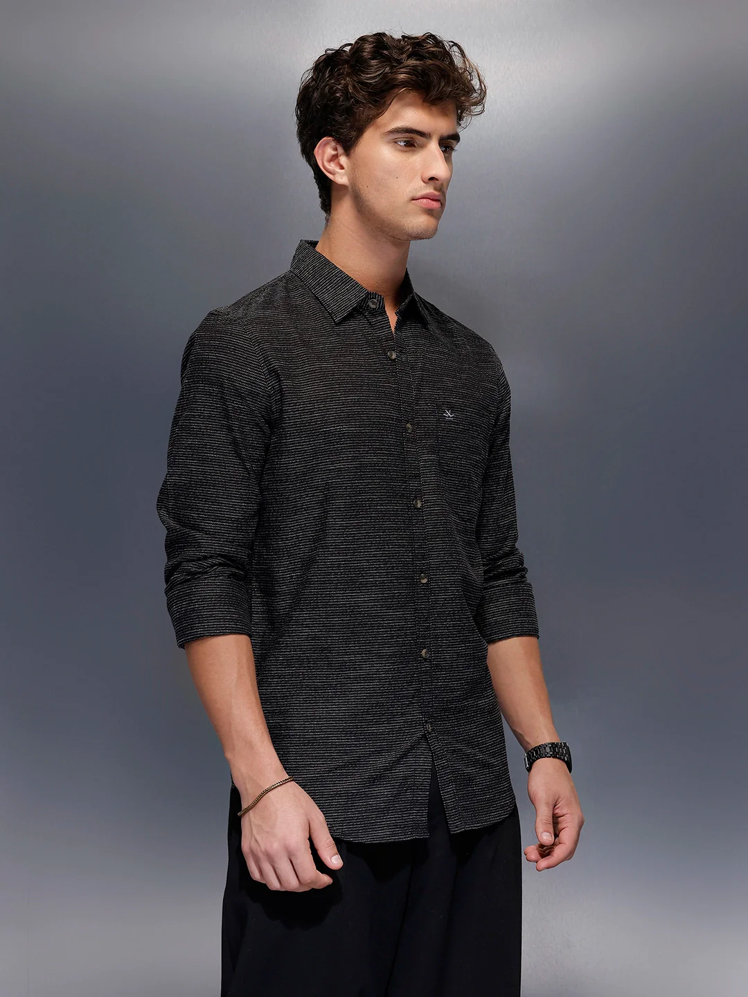 Men's Casual Regular Fit Shirt | Black - Image 4