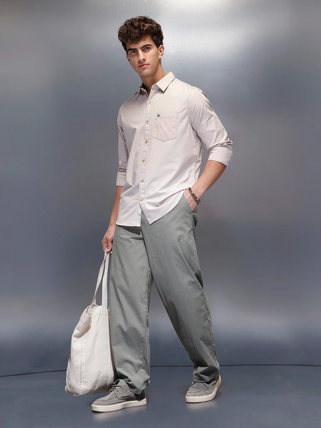 Men's Casual Regular Fit Shirt | Grey - Image 2
