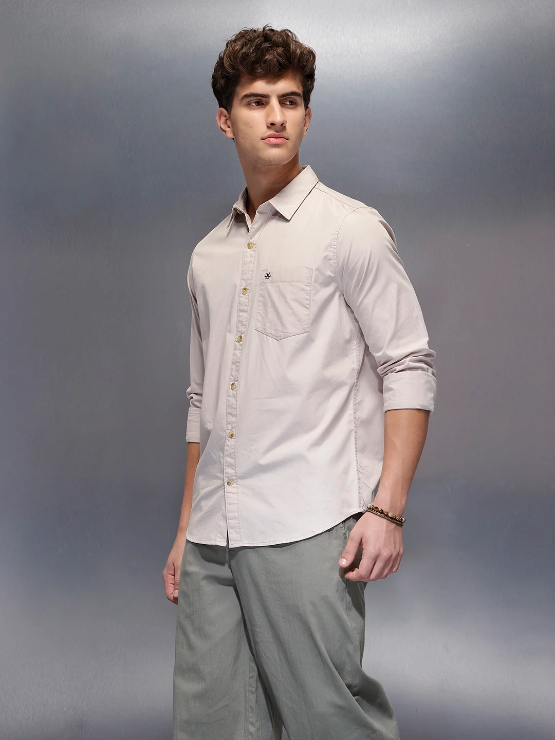 Men's Casual Regular Fit Shirt | Grey - Image 4